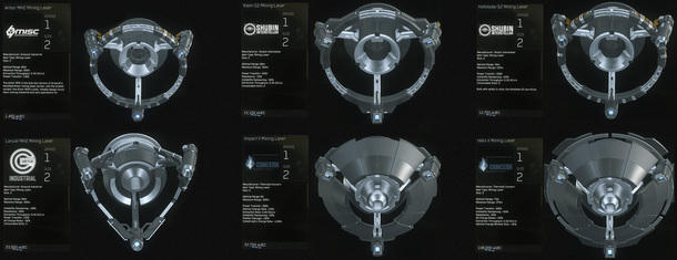 Infographic: The major types of Mining-Laser Heads available to MOLE Captains and some of their stats.